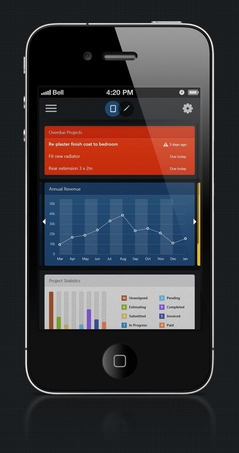 Mock-up screenshot of the Buildmate Mobile app