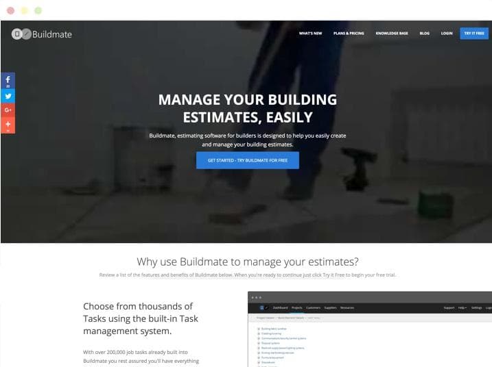 Screenshot of the Get Buildmate website